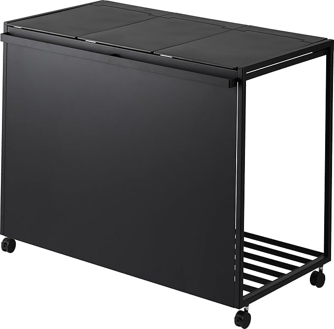 Amazon｜蓋付き 目隠し 分別 ダストワゴン 45L 3分別 ブラック W76×D44