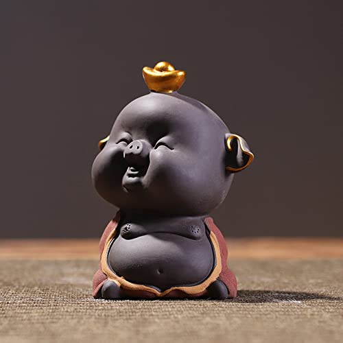 Amazon.co.jp: KINGZHUO 陶器製 かわいい豚の置物 ハンドメイド 笑顔の