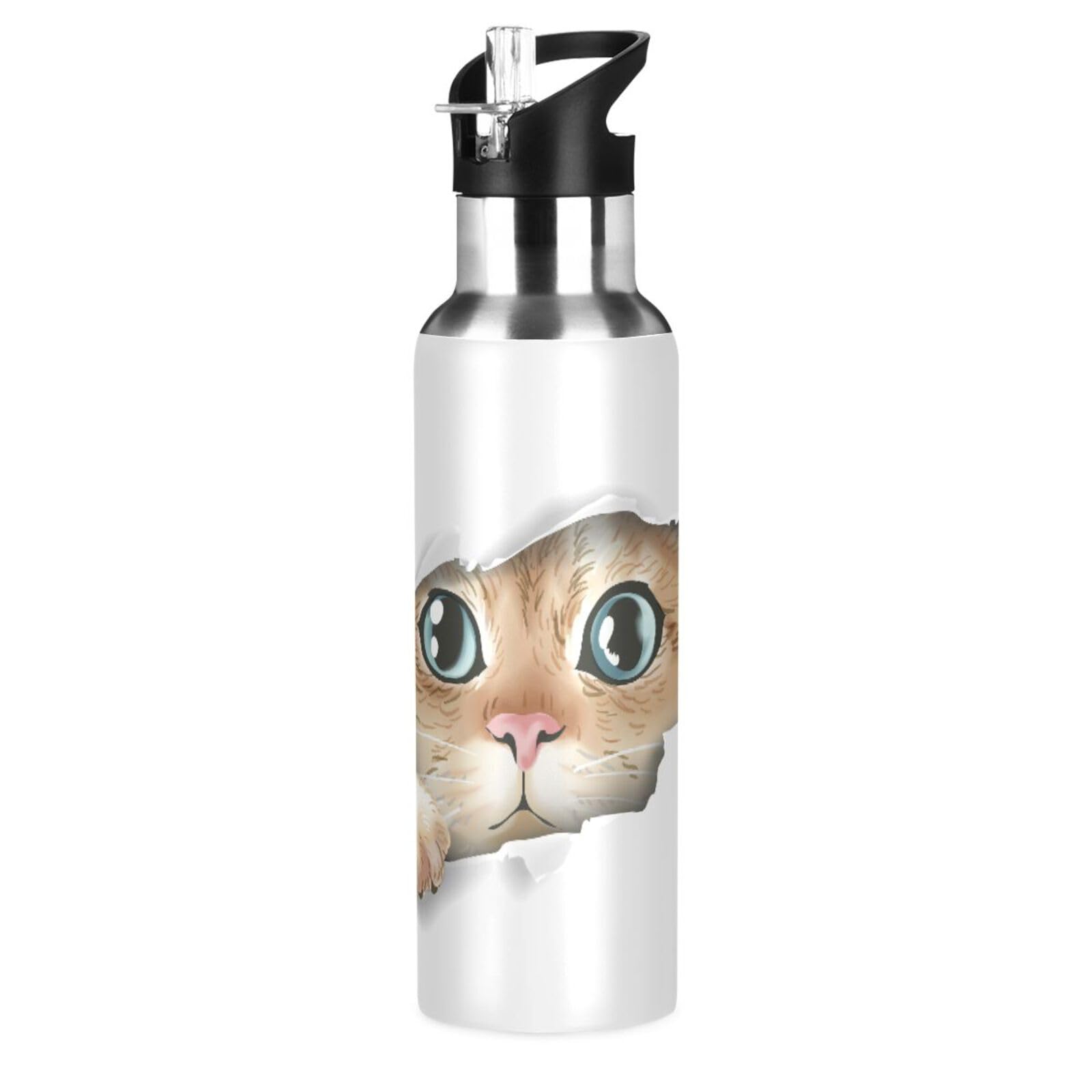 Amazon | Chovvy スポーツボトル ステンレス 600ml 魔法瓶 ネコ 猫