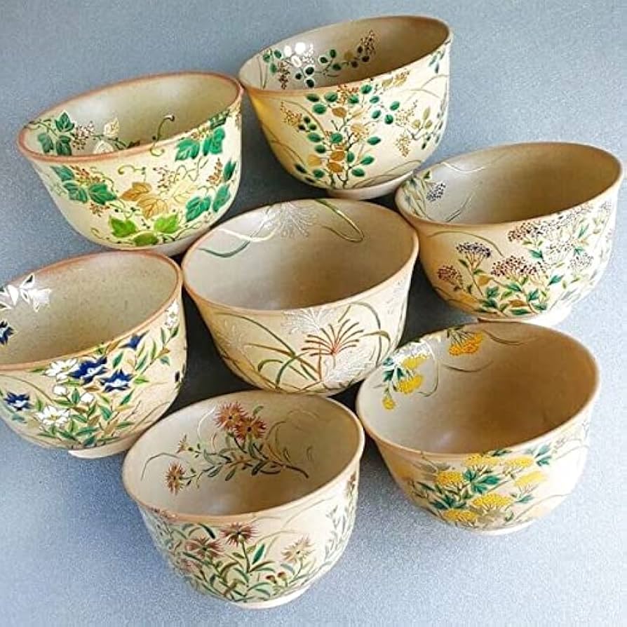 Amazon | 【茶道具】 数茶碗 神戸薩摩 秋の七草 *富永*冨永玄山* 7碗