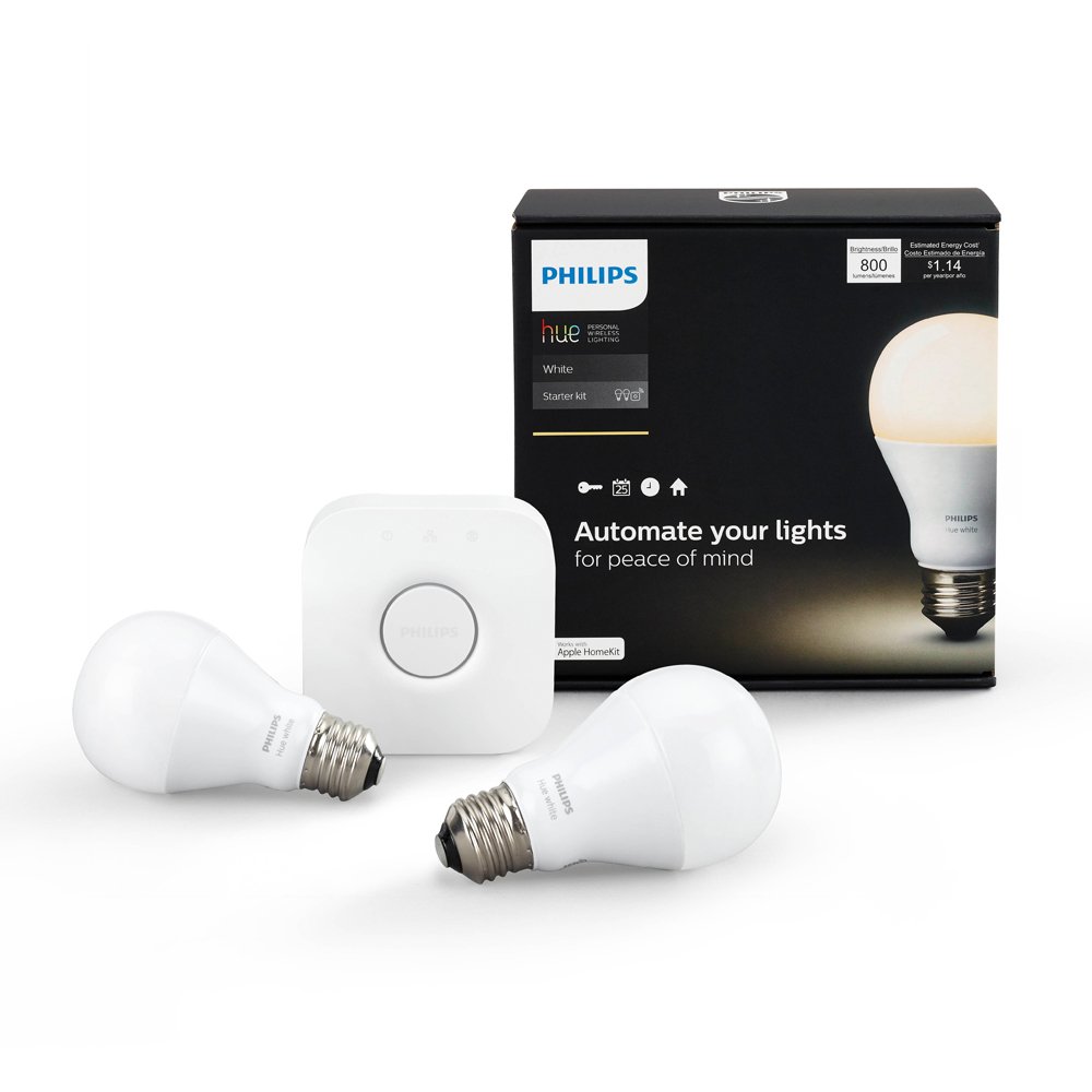 PHILIPS Hue White A19 Starter Kit (Compatible with Amazon Alexa