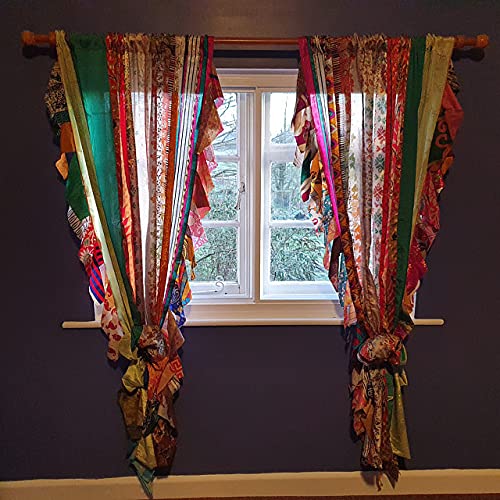 Amazon｜インド風 ヴィンテージ サリー マルチカラー ハンドメイド