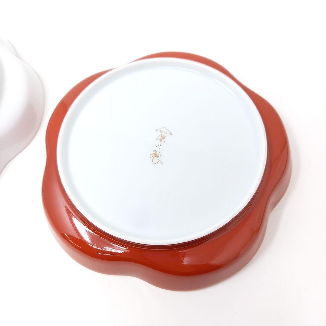 Amazon.co.jp: 品 深川製磁 紅寿 睦皿揃 紅白 梅型 皿 : ホーム＆キッチン