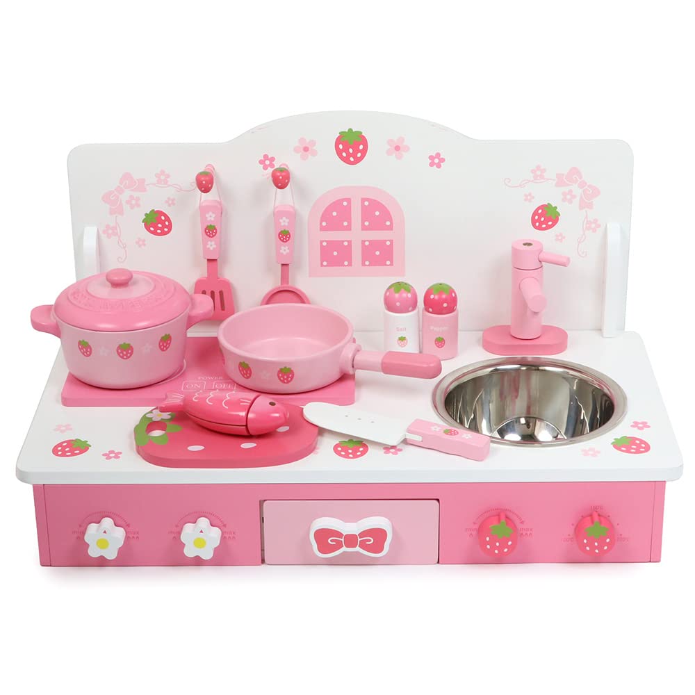 Amazon | マザーガーデン テーブルキッチン 木製 ままごと 野いちご