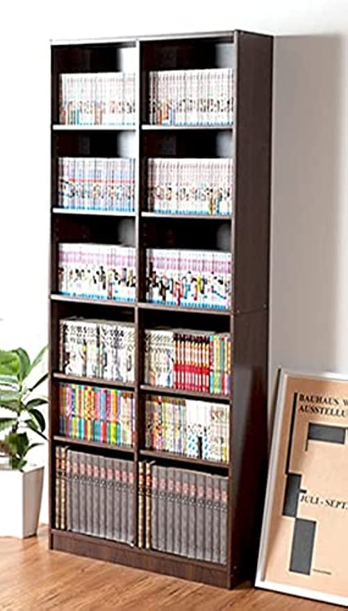 Amazon｜本棚 大容量 幅75 高さ180 シェルフ コミック 収納 棚 ラック