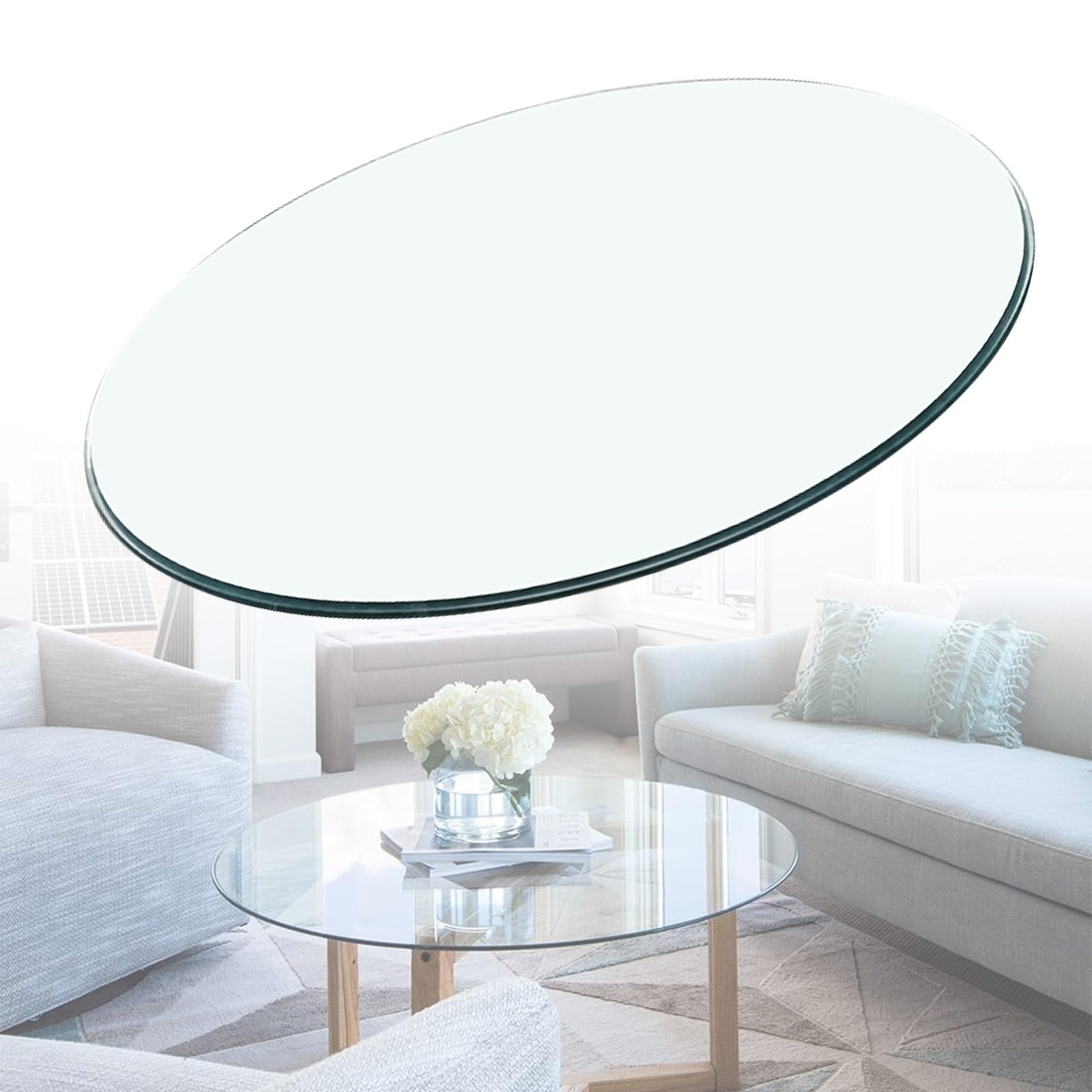 Amazon｜強化ガラス テーブル天板、450 580 700 850 900mm 円 丸