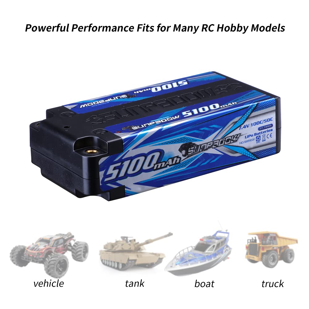 Amazon.co.jp: SUNPADOW 2S 7.4V 100C 5100mAhハードケースRC リポ