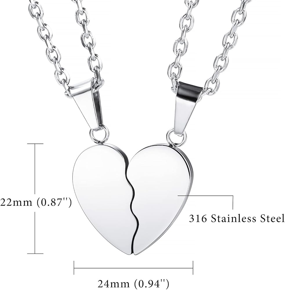 Amazon.com: MunkiMix Personalized Couple Necklace Custom 2 Half