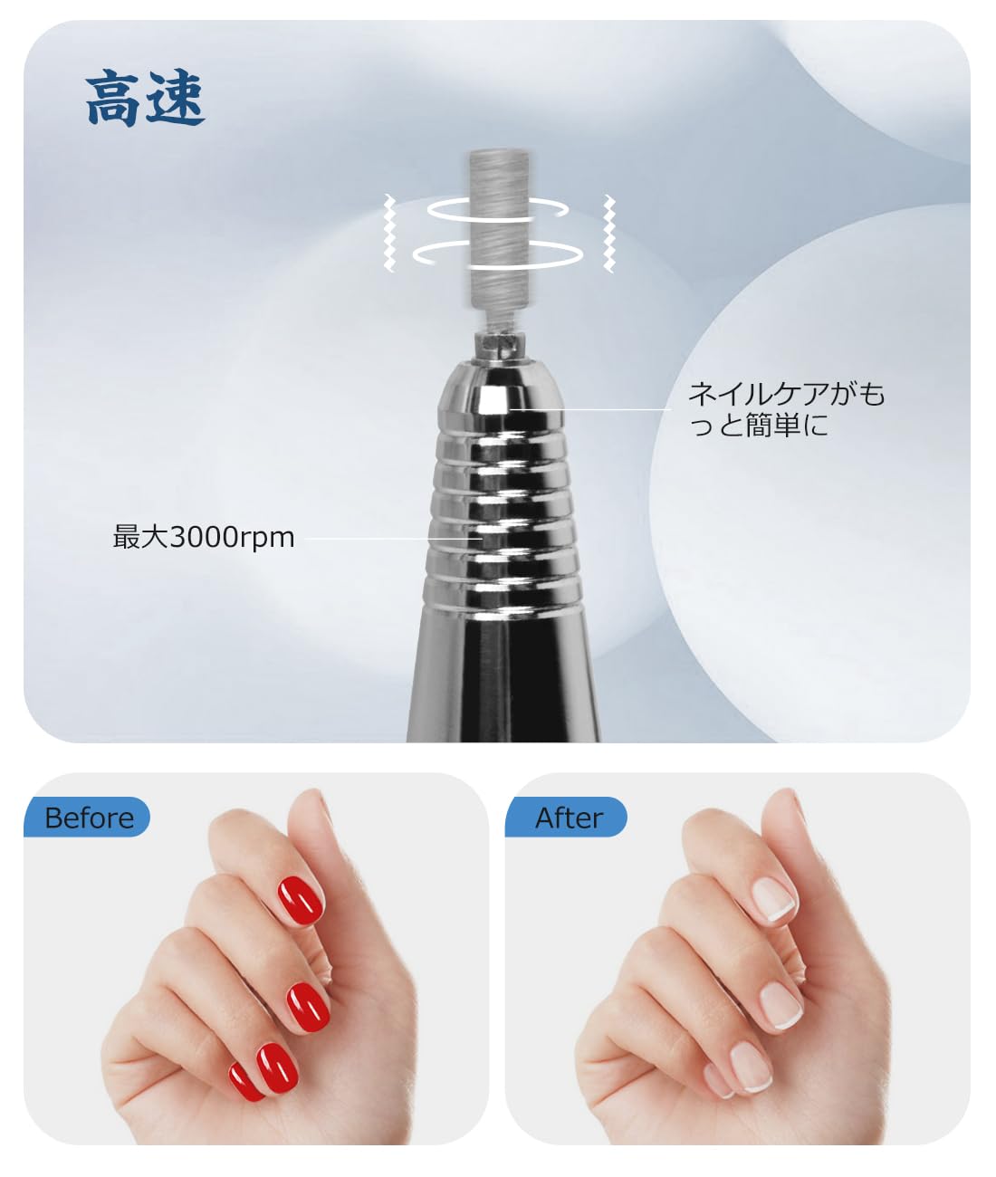 Amazon.co.jp: GOWTHHRT 電動ネイルマシン 研磨 爪磨き 6in1 プロ