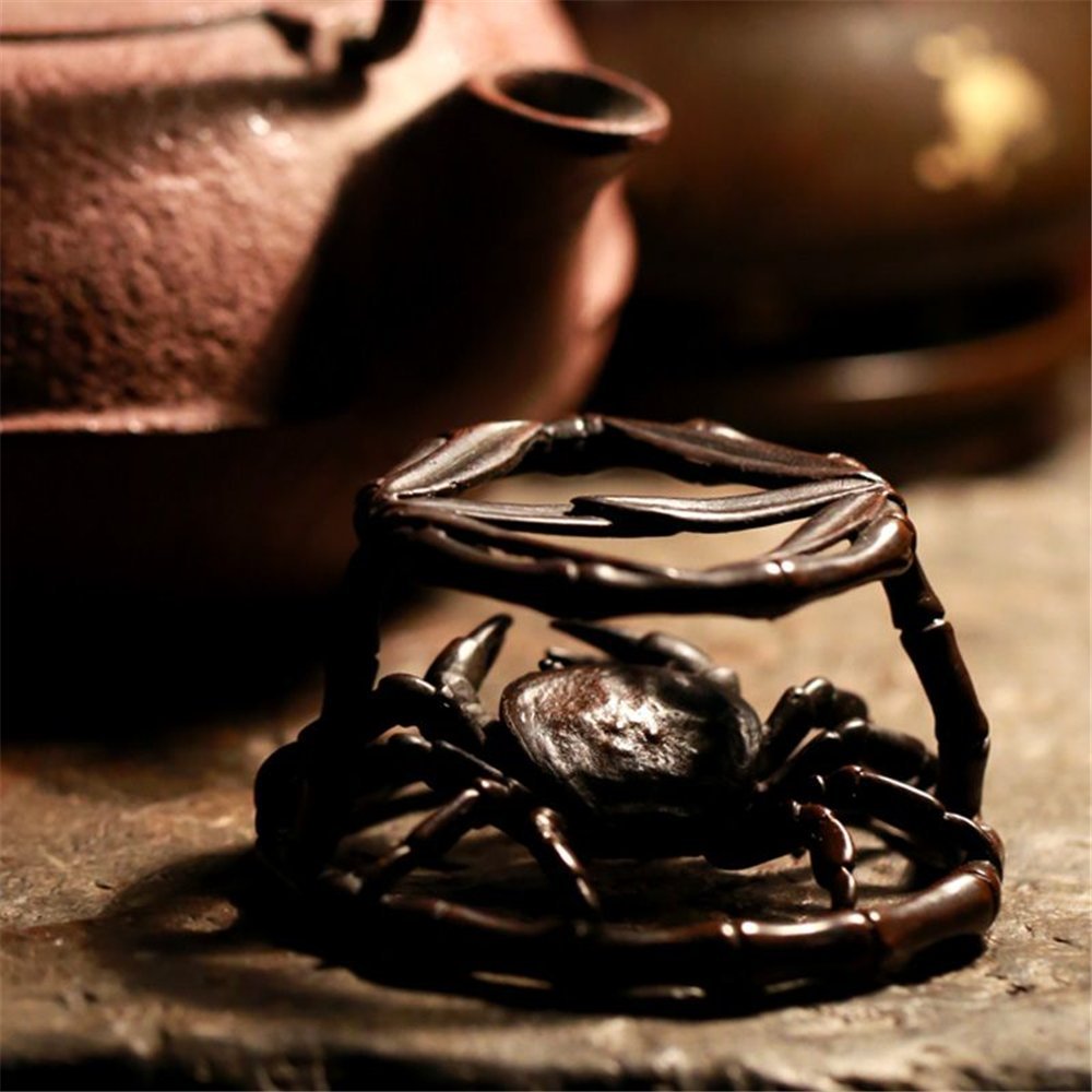 Amazon｜gannbarou 茶道具・蓋置 唐銅 笹蟹蓋置 茶道 抹茶 華道 カニ