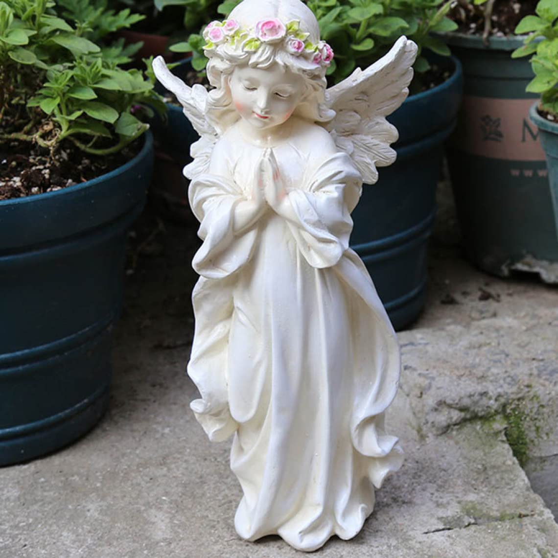 Amazon.co.jp: 置物 雑貨 天使 ガーデニング置物 アンティーク調