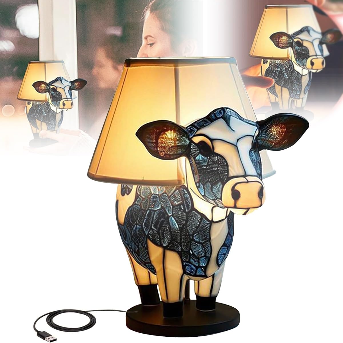 Amazon.co.jp : 牛ランプ、牛ランプ、USB付きの美しい牛のデスクランプ