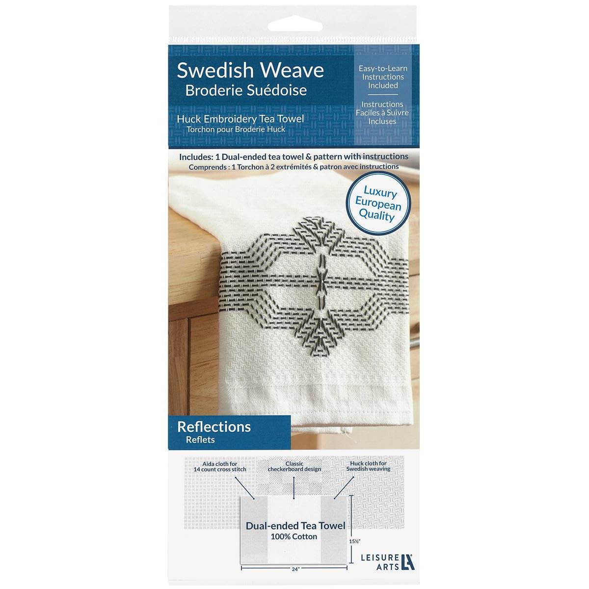 Amazon.com: LEISURE ARTS Swedish Weave Towel Kit, Reflections