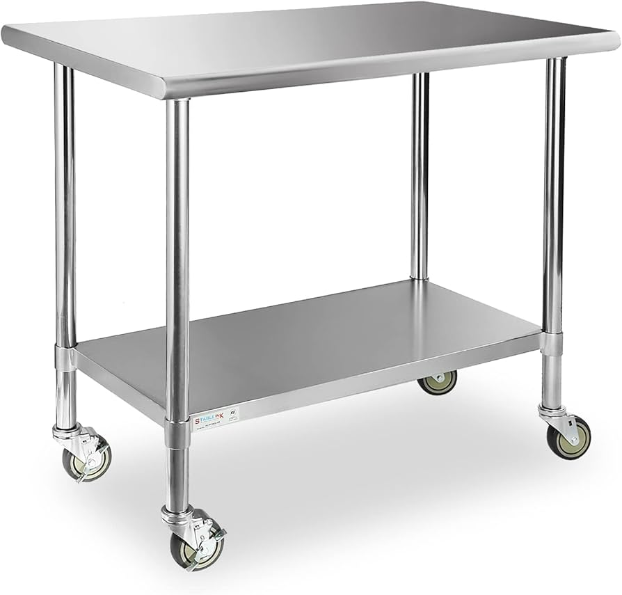 Amazon.com: STABLEINK Stainless Steel Table with Wheels 24 x 36