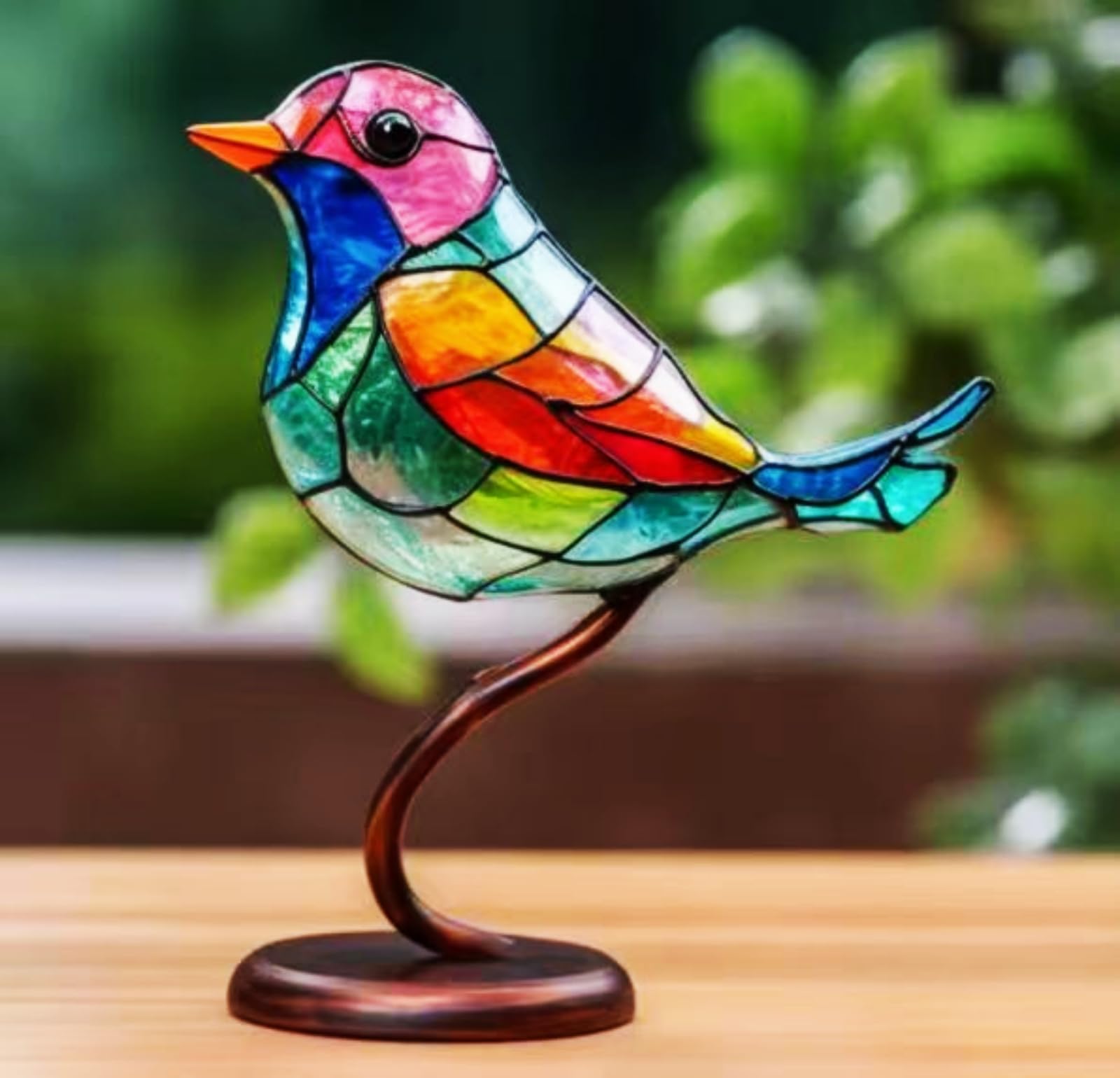 Amazon.co.jp: ステンドグラス 枝の上の鳥 デスクトップオーナメント