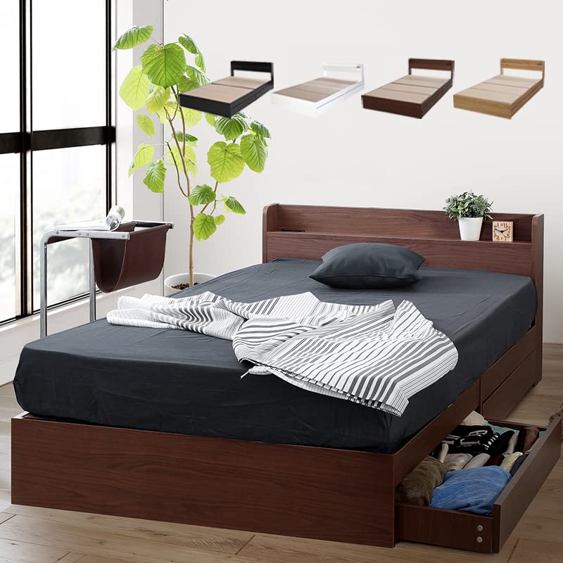 Amazon｜ベッドフレーム セミダブル ウォールナットブラウン 安い 木製