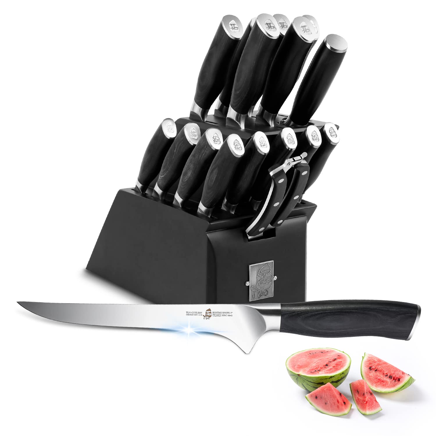 Amazon.com: TUO 17pcs Knife Set With Block,Kitchen Knives Set