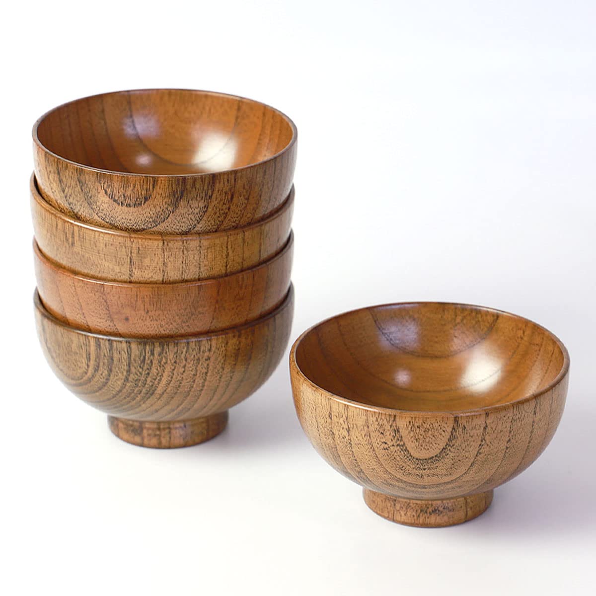 Amazon.co.jp: 汁椀 天然木製 お椀 京型 5客セット おしゃれ 漆塗り