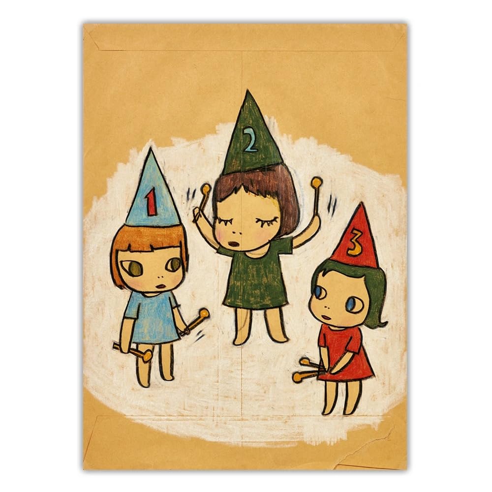 Amazon.co.jp: 奈良美智ポスター 奈良美智 版画《123 Drumming Girls