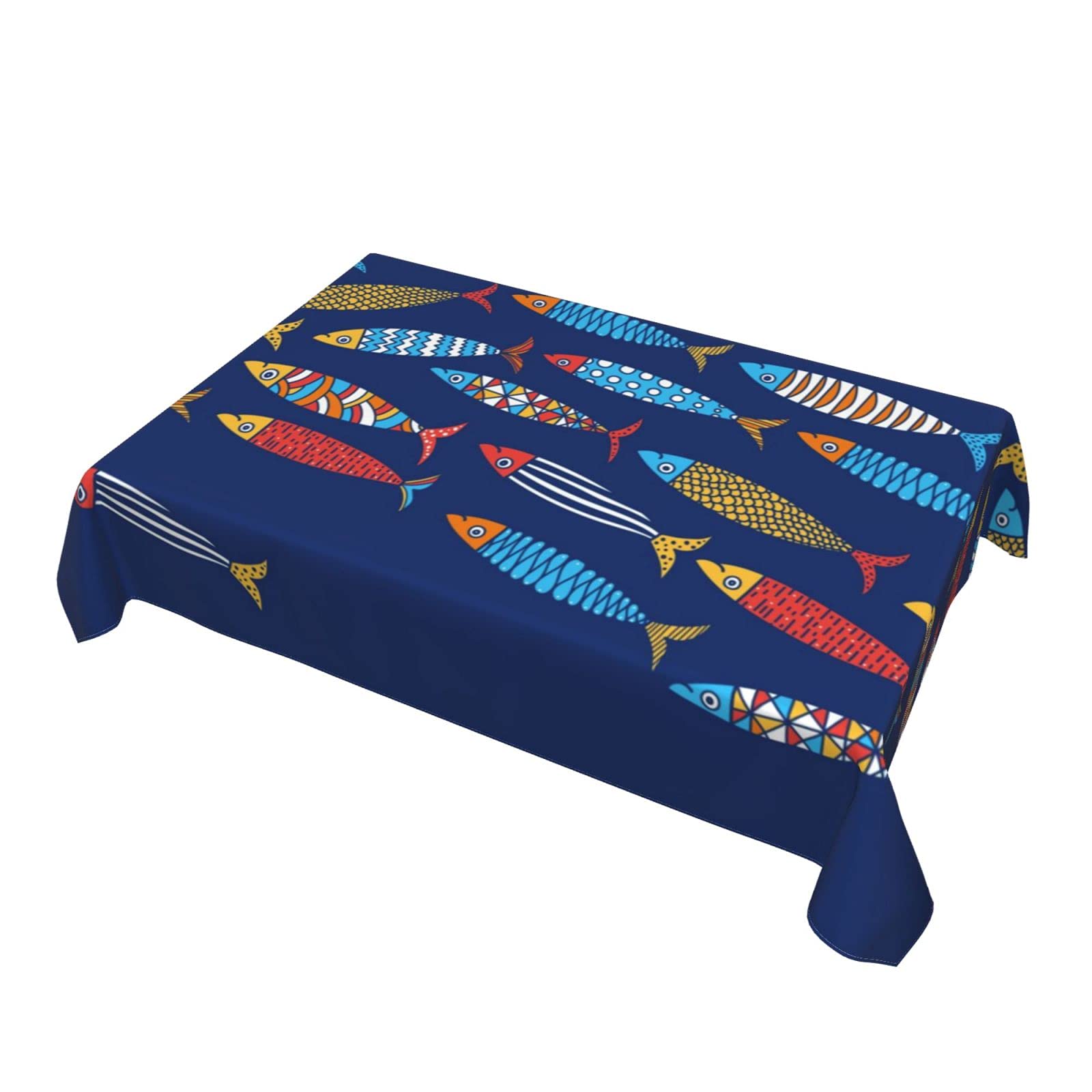 Amazon｜テーブルクロス 長方形 魚柄 藍染 藍染め さかな テーブル