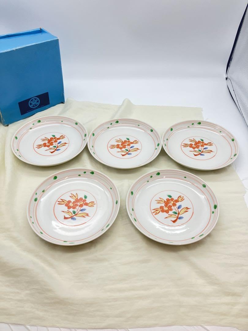 Amazon | 保管品 たち吉 お皿 5枚セット 赤絵 銘々皿 花柄 | ノー
