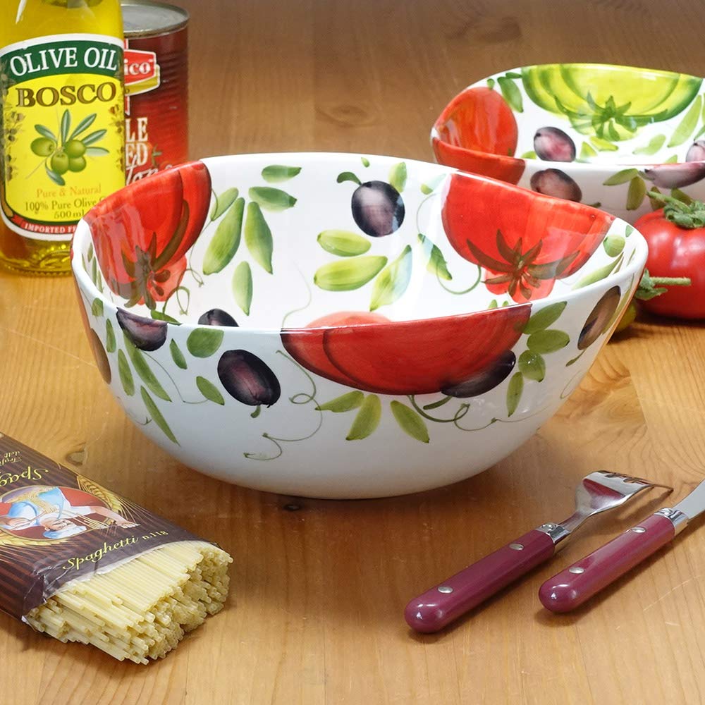 Amazon.co.jp: イタリア製 トマト柄 陶器 サラダボウル かなり深め