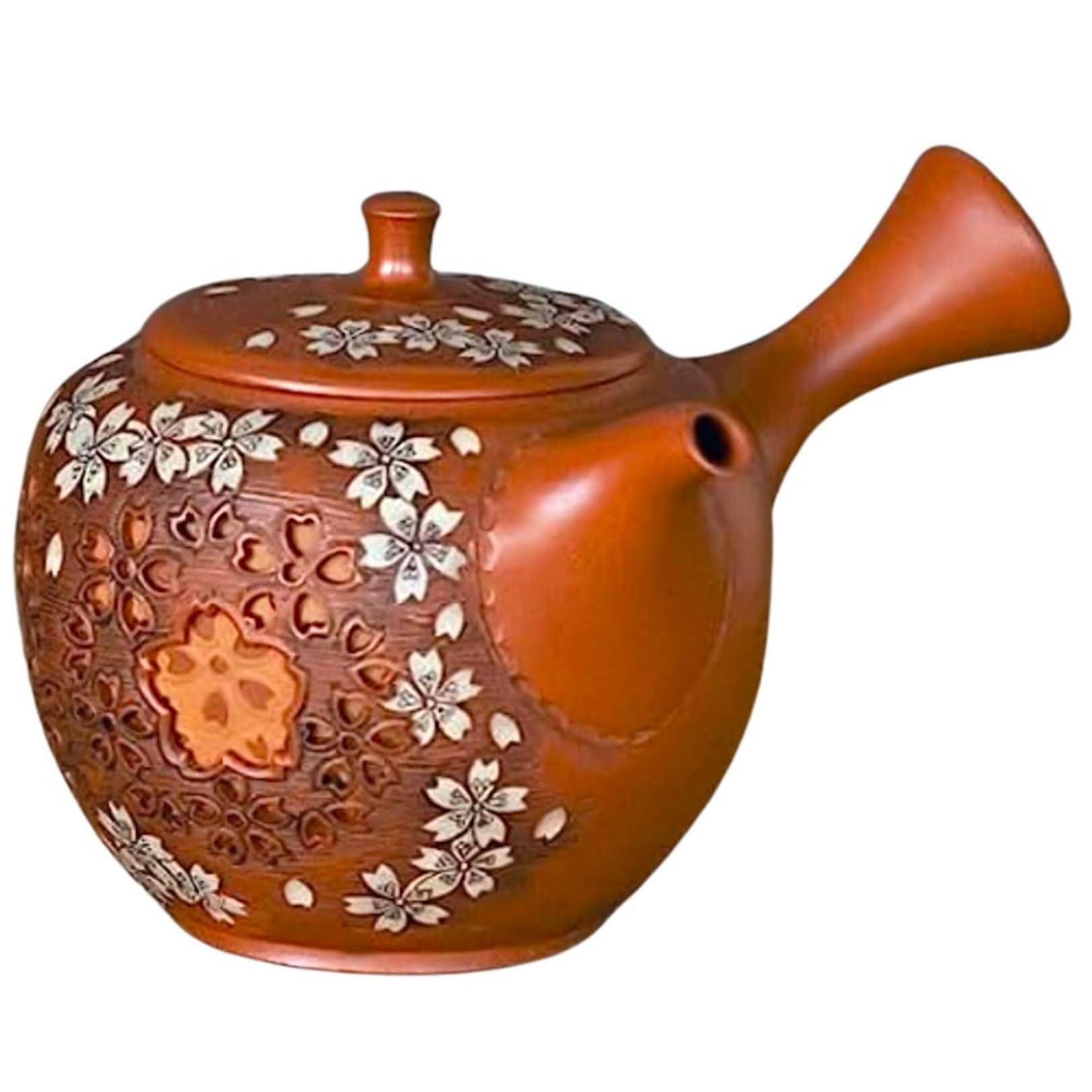 Amazon｜常滑焼 「 舜園 Shunen 」 朱泥 急須 丸型 六桜 二重三面