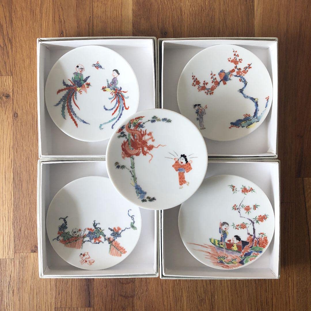 Amazon | サザエさん 有田焼 豆皿 サザエさん展 香蘭社 5枚 | ノー