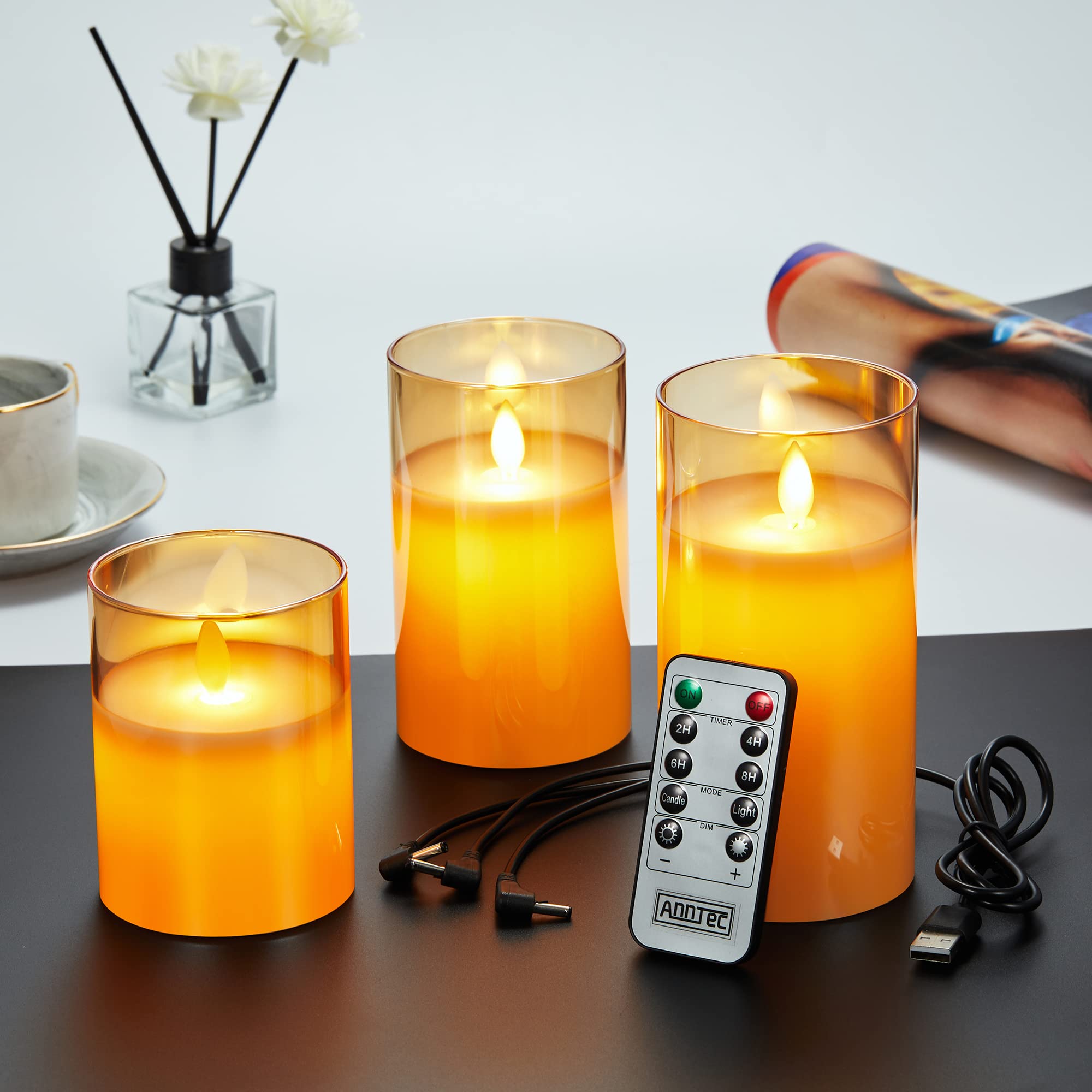 Amazon.co.jp : AnnTec LEDキャンドルライト ledグラス ゴールド