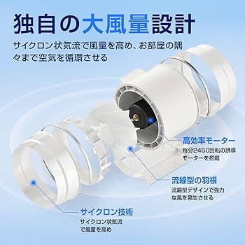Amazon.co.jp: Hon&Guan ダクトファン 200mm 強力 省エネ 静音 【イン
