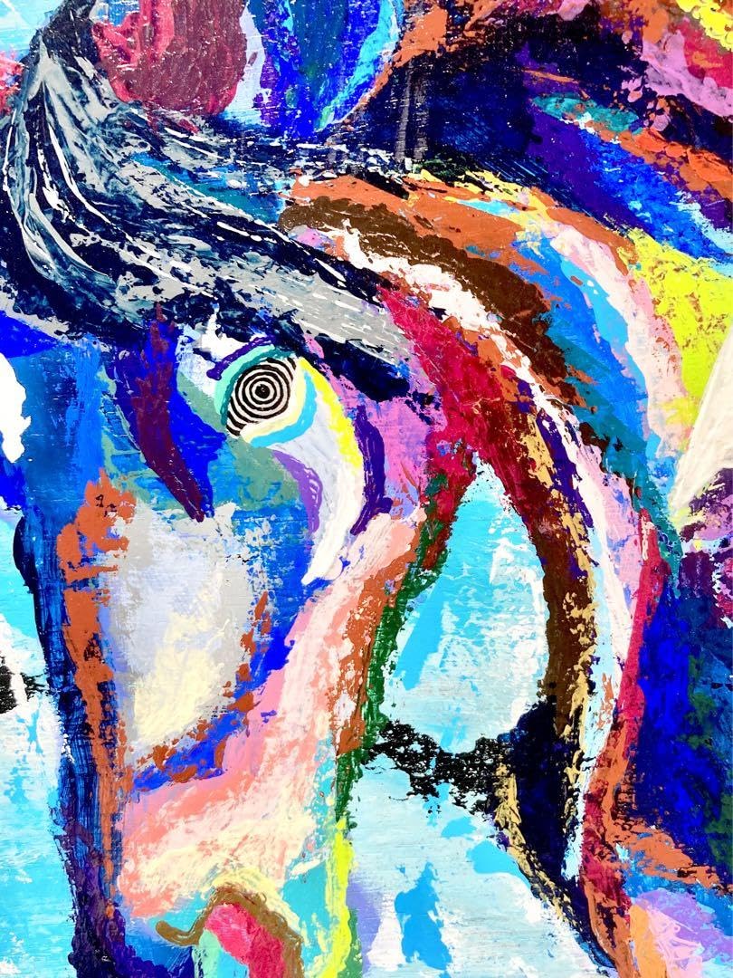 Amazon.co.jp: 原画 馬 一点物 絵 絵画 動物画 肉筆画 アクリル画 現代