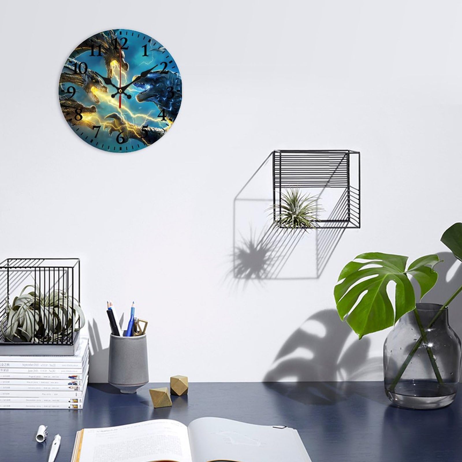 Amazon.co.jp: ゴジラ 掛け時計 PVC壁掛け時計 静音 連続秒針 壁掛け