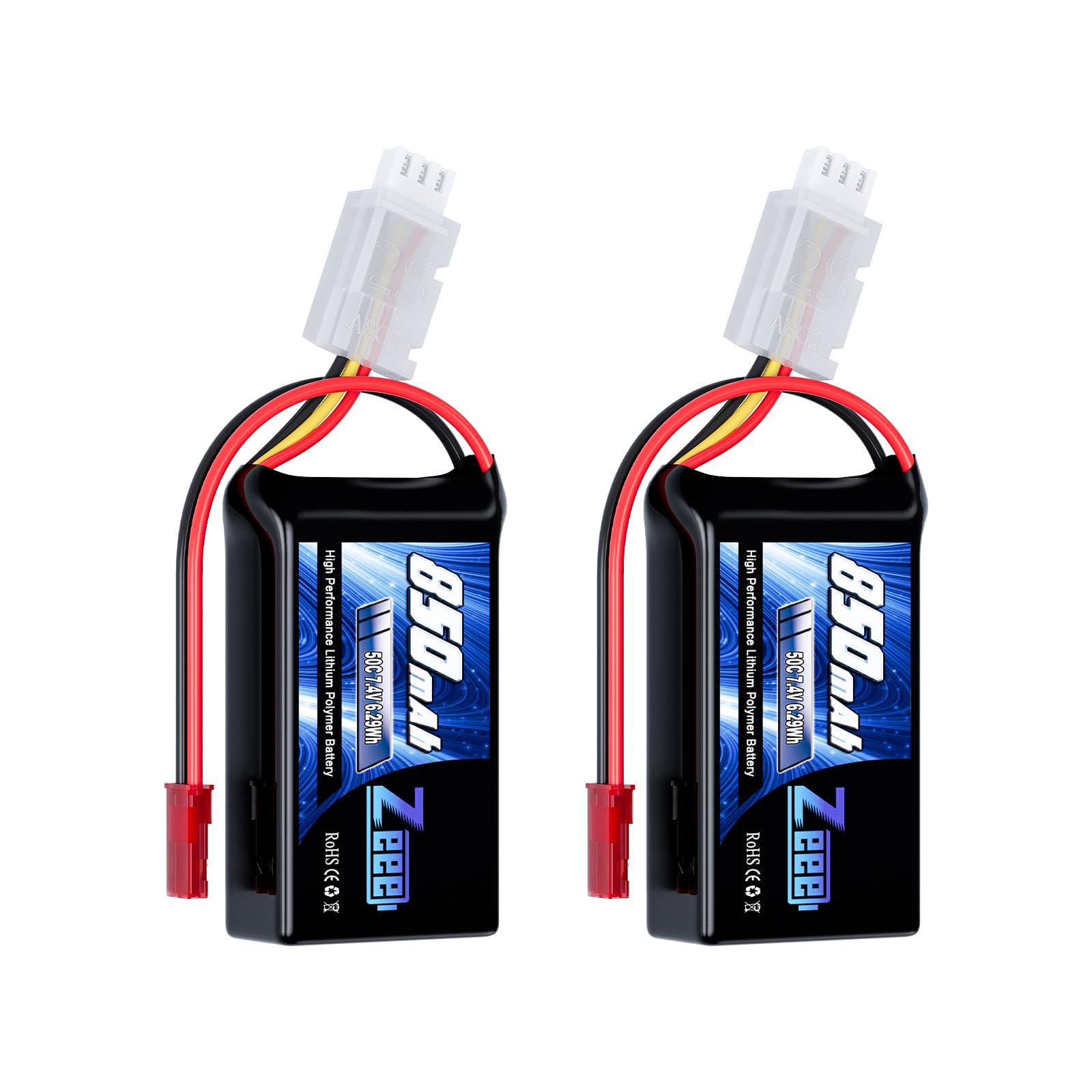 Amazon.com: Zeee 2S Lipo Battery 850mAh 7.4V 50C Soft Pack RC