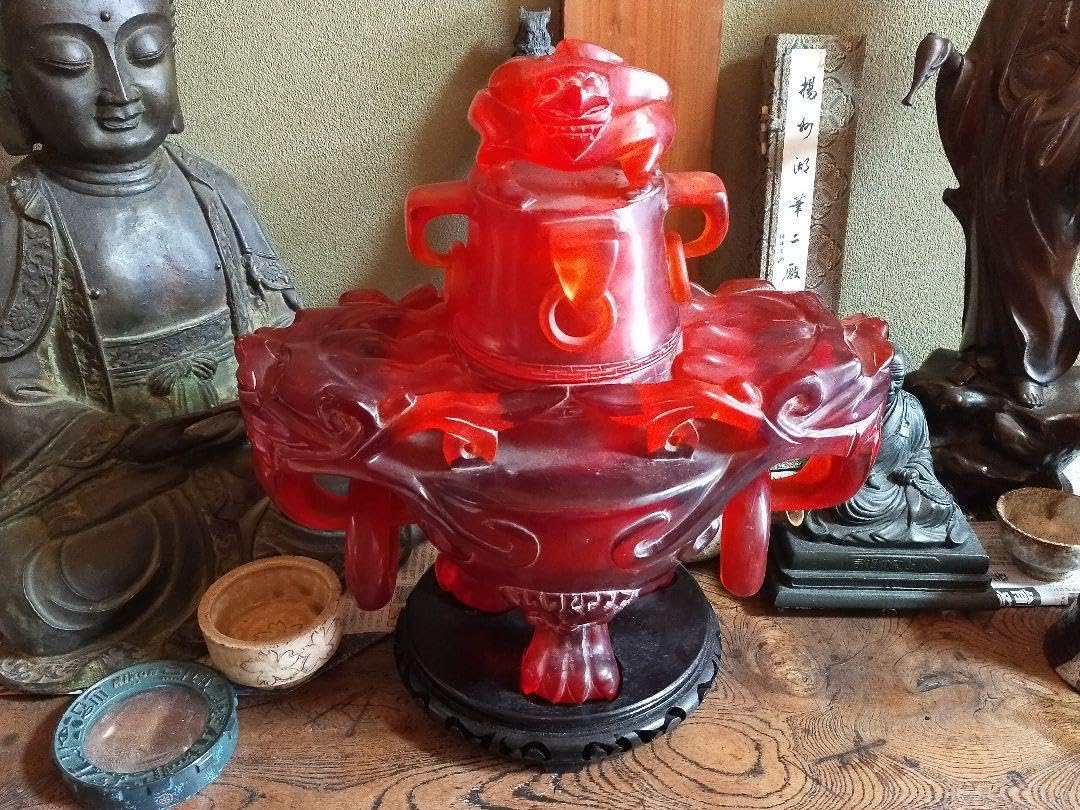 Amazon｜◎◎蔵くら◎ 中国製 大香炉 琥珀調 台付き ◎ 240116 M G