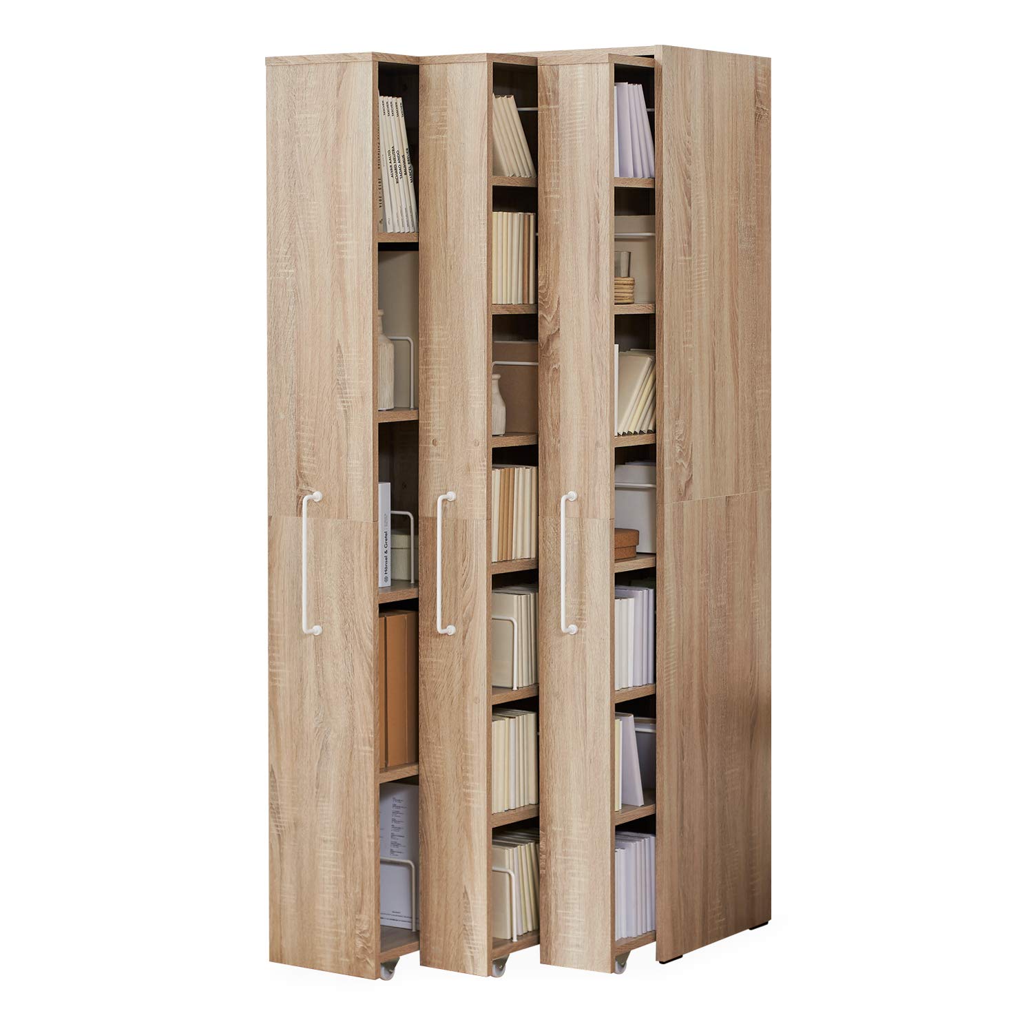 Amazon｜LOWYA ロウヤ 本棚 スライド 大容量 スリム 可動棚 教科書