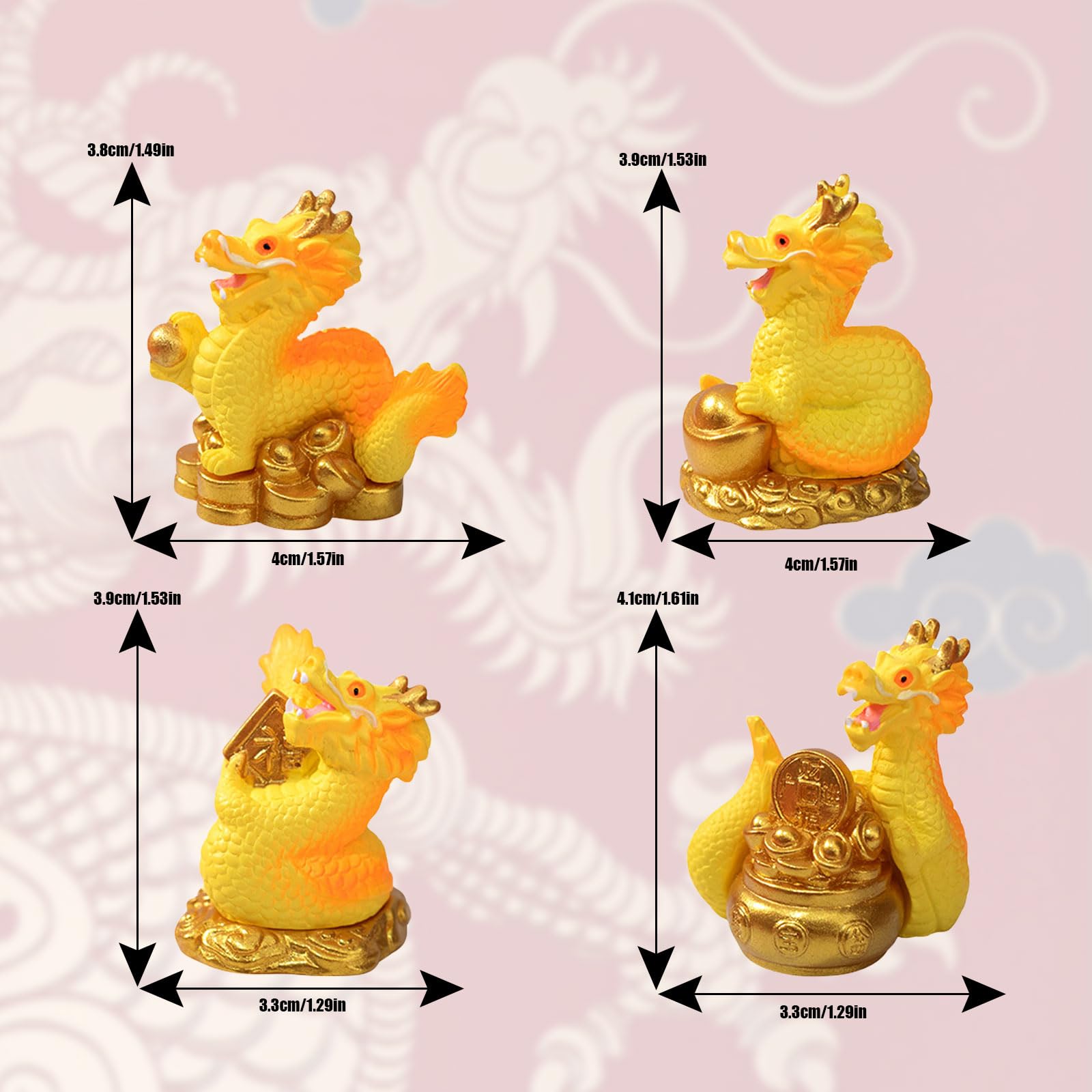 Amazon.co.jp: 干支 辰 置き物 4個セット かわいい 龍 干支 置物