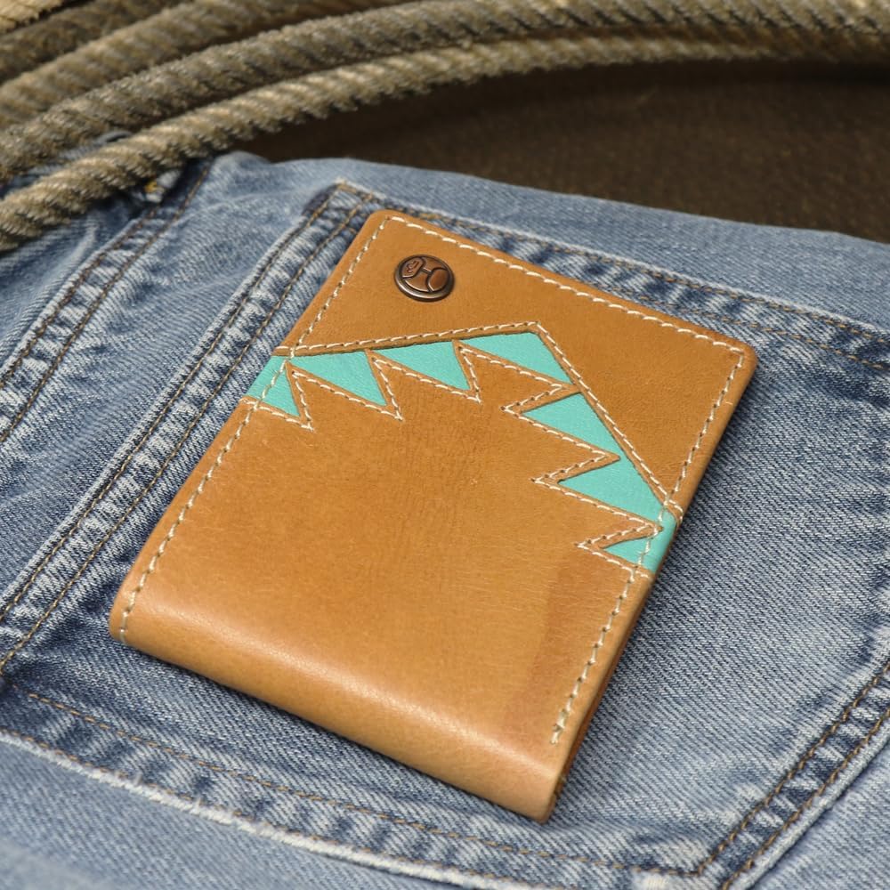 Amazon.com: HOOEY Bi-Fold Leather Men's Wallet (Aztec - Turquoise