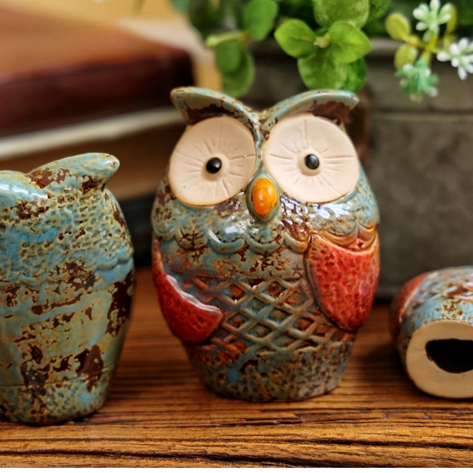 Amazon.co.jp: フクロウ 置物 ガーデン オブジェ かわいい フクロウ