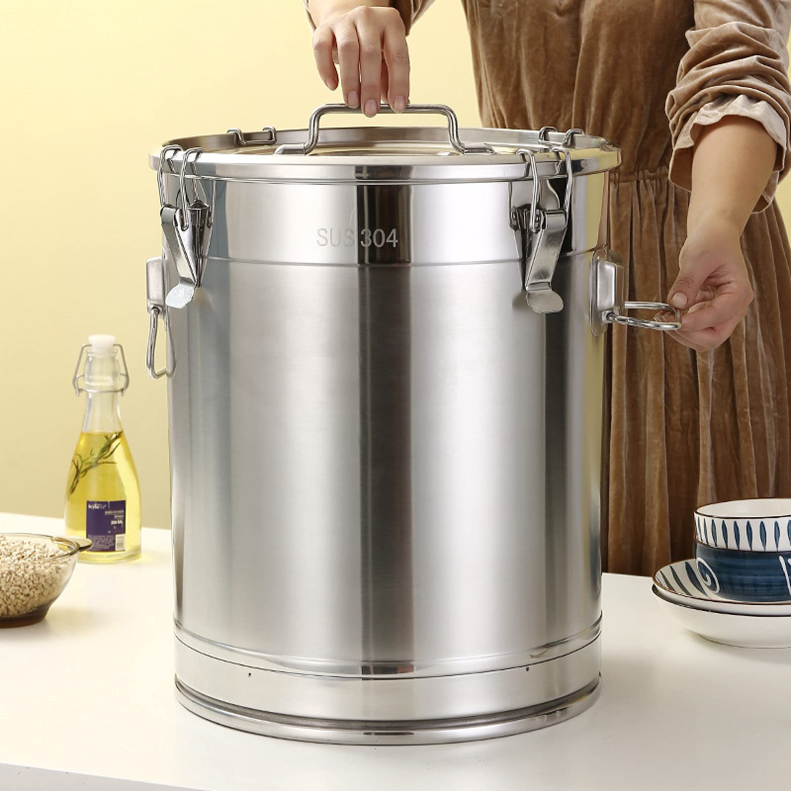 Amazon | ステンレス製ミルク缶ワインペール缶、大容量ミルクボトル