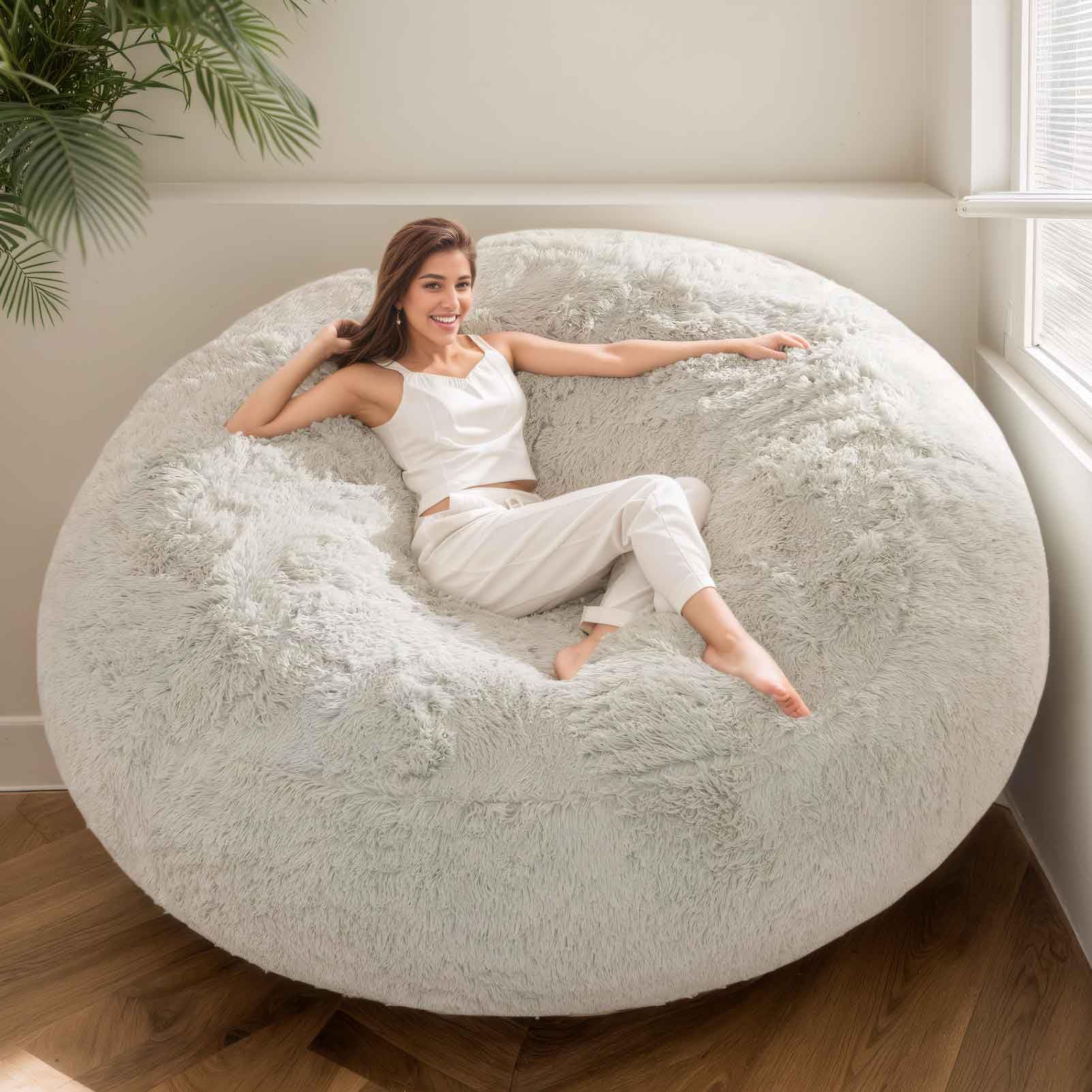 5FT Giant Fur Bean Bag Chair - Adults, No Filler Furniture, Big