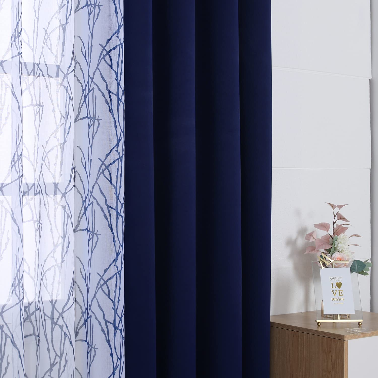 Amazon｜BONZER ミックスアンドマッチカーテン - ブランチプリント