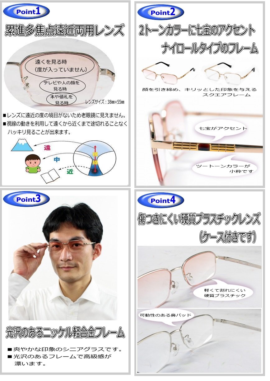 Amazon.co.jp: 累進多焦点遠近両用老眼鏡（境目のない遠近両用メガネ