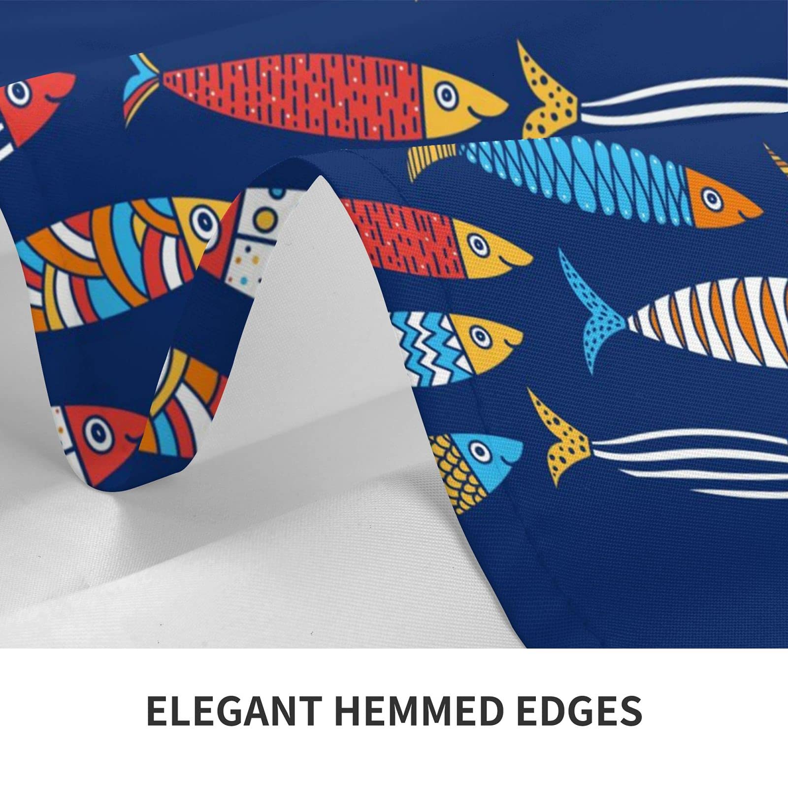 Amazon｜テーブルクロス 長方形 魚柄 藍染 藍染め さかな テーブル