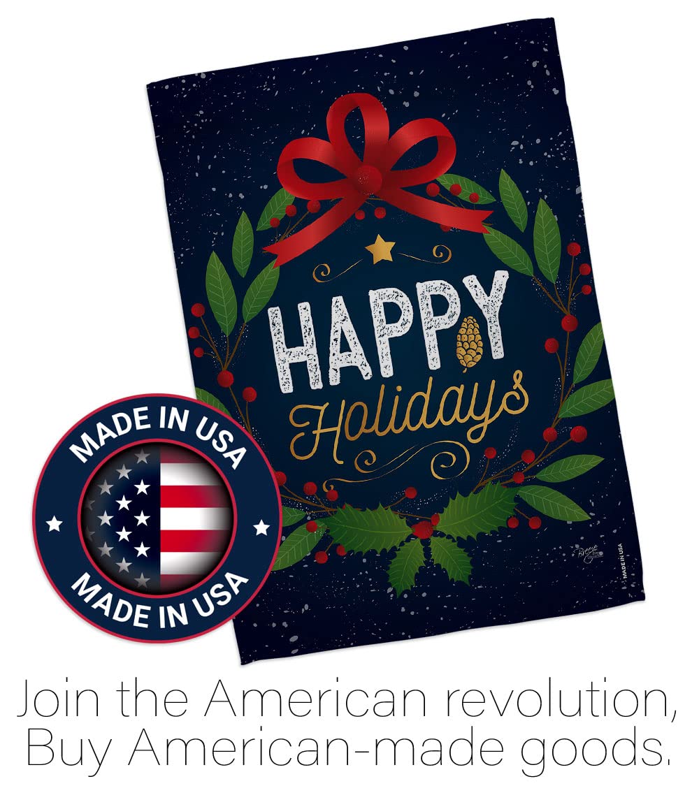 Amazon.com : Breeze Decor FK114149-BO Happy Holidays Wreath Winter