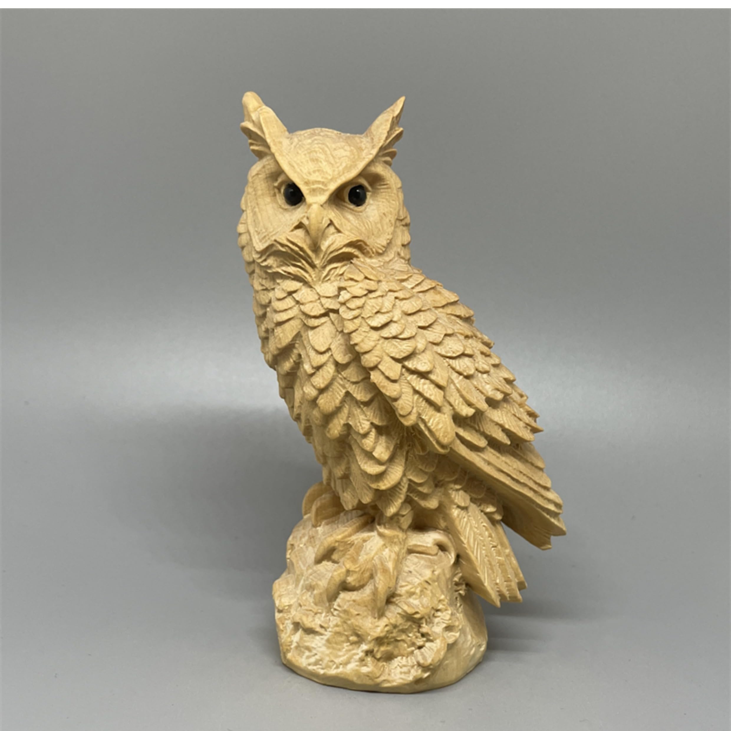 Amazon.co.jp: 小葉黄楊木 木彫り 置物 【夜警見守】ふくろう フクロウ