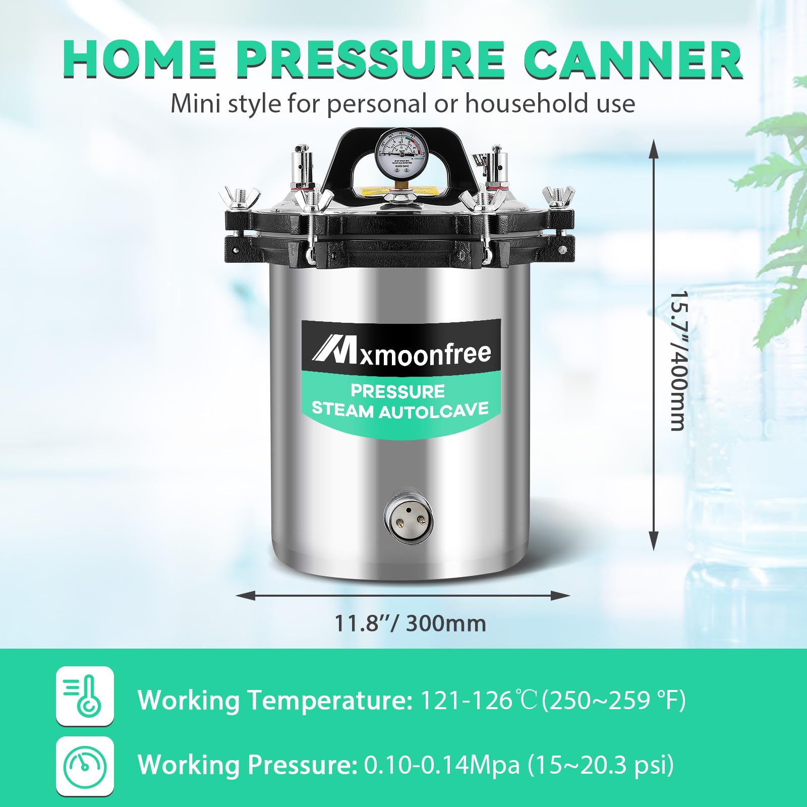 Amazon.co.jp: Mxmoonfree 8L 高圧蒸気滅菌器 オートクレーブ 高温圧力