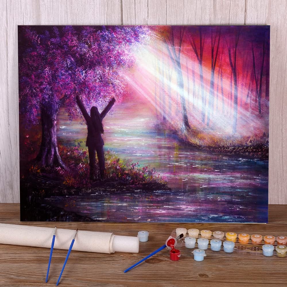 Amazon.co.jp: 数字で描く数字で描く自然の風景DIYアクリル絵の具