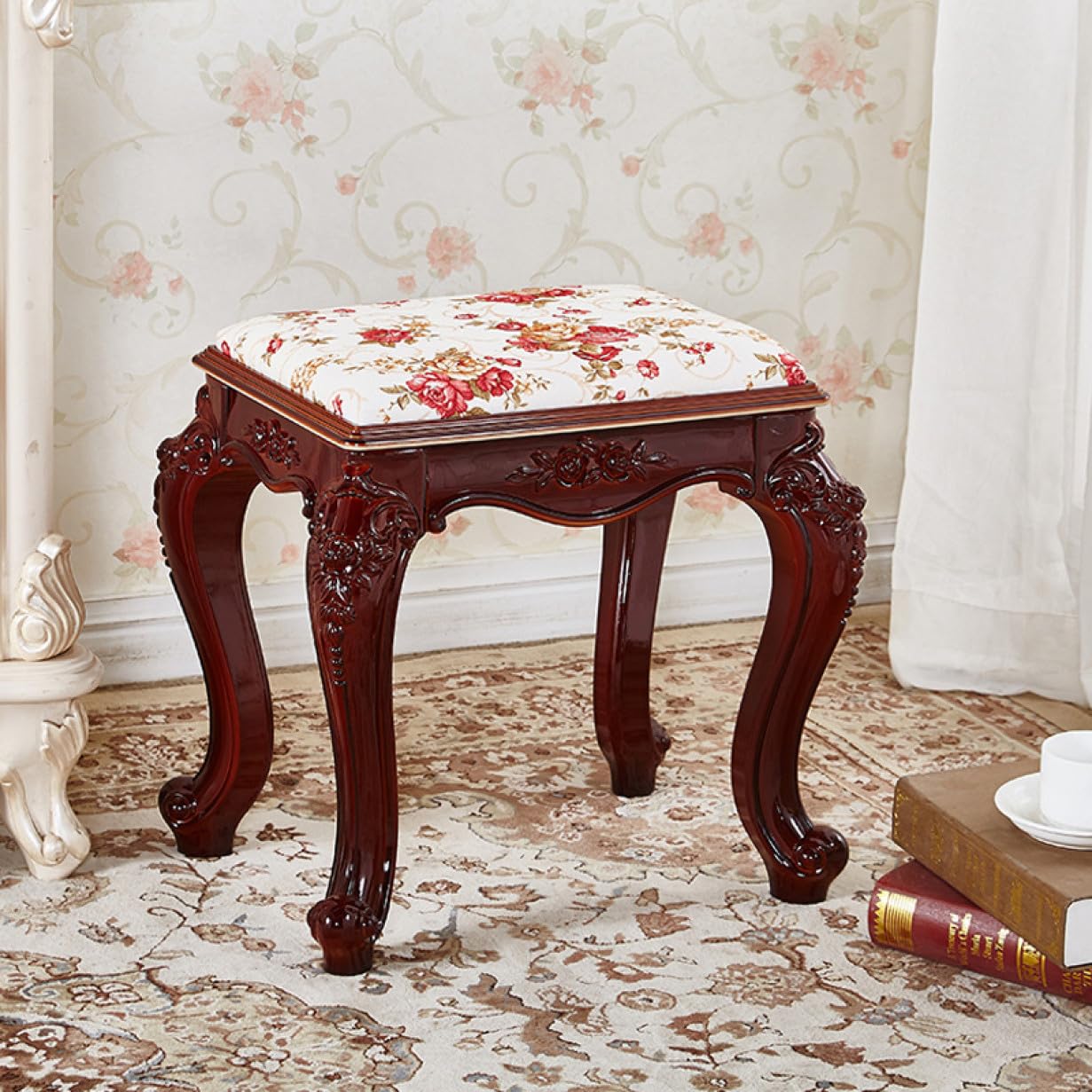 Amazon.co.jp: THLD スツール 猫脚 アンティーク おしゃれ クッション