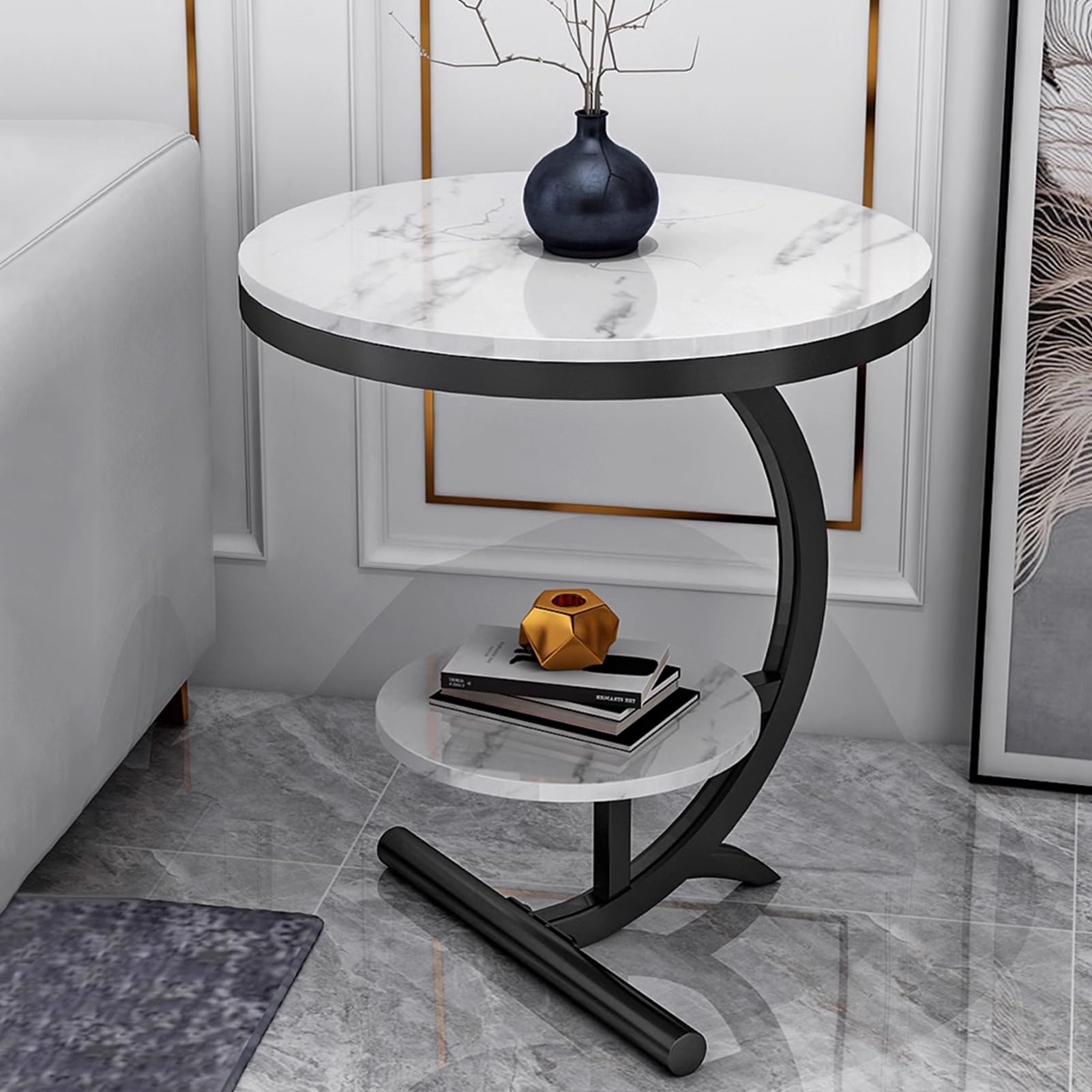Amazon｜大理石サイドテーブルラウンド、小さなアクセントテーブル