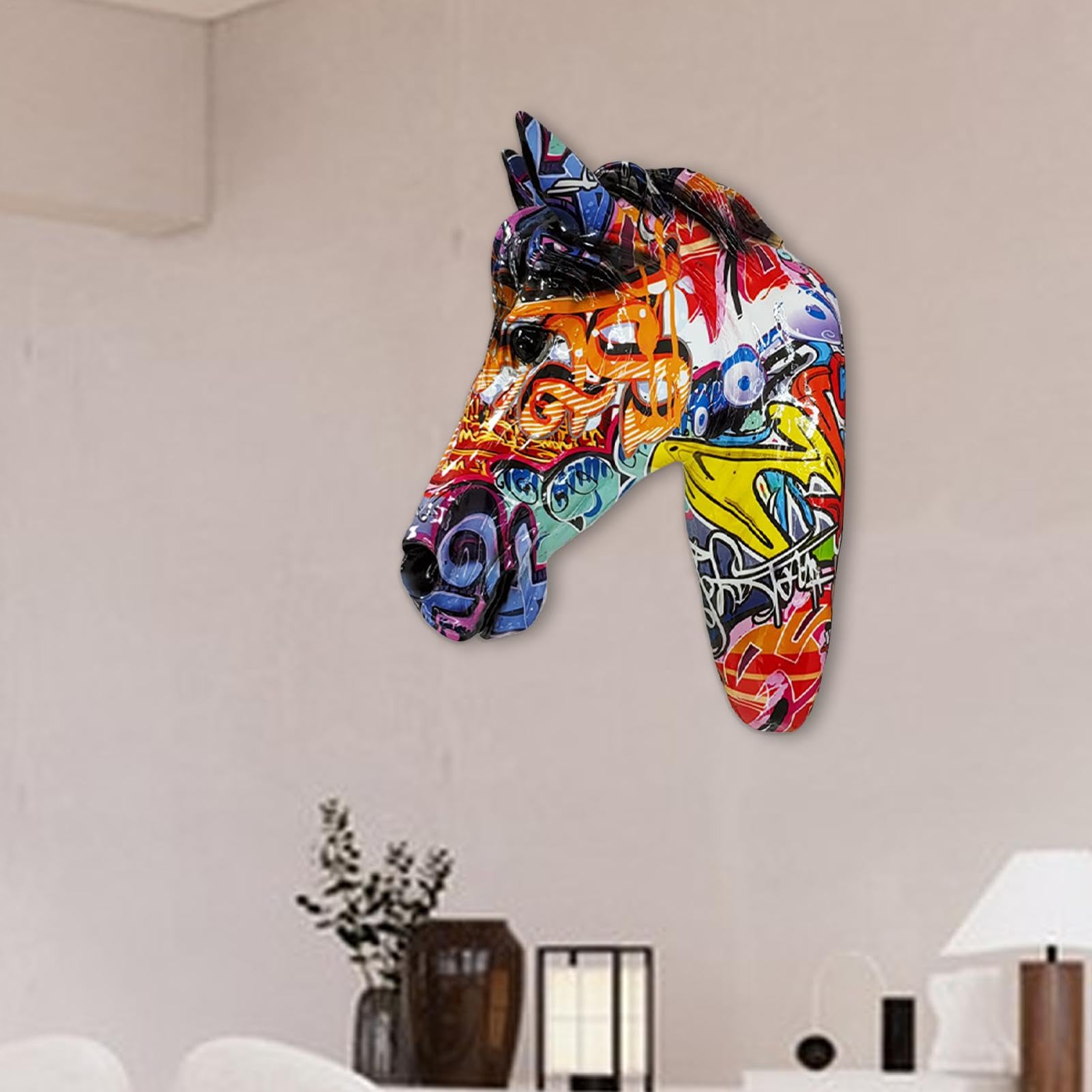 Amazon.co.jp: Nkmujil 馬の壁装飾 | 馬の頭の壁飾り | カラフルな馬の